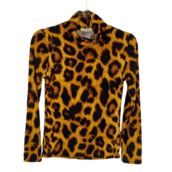 Olivia Rae Women's Leopard Print Mock Turtleneck Long-Sleeve Shirt sz Medium NWT - Picture 1 of 7